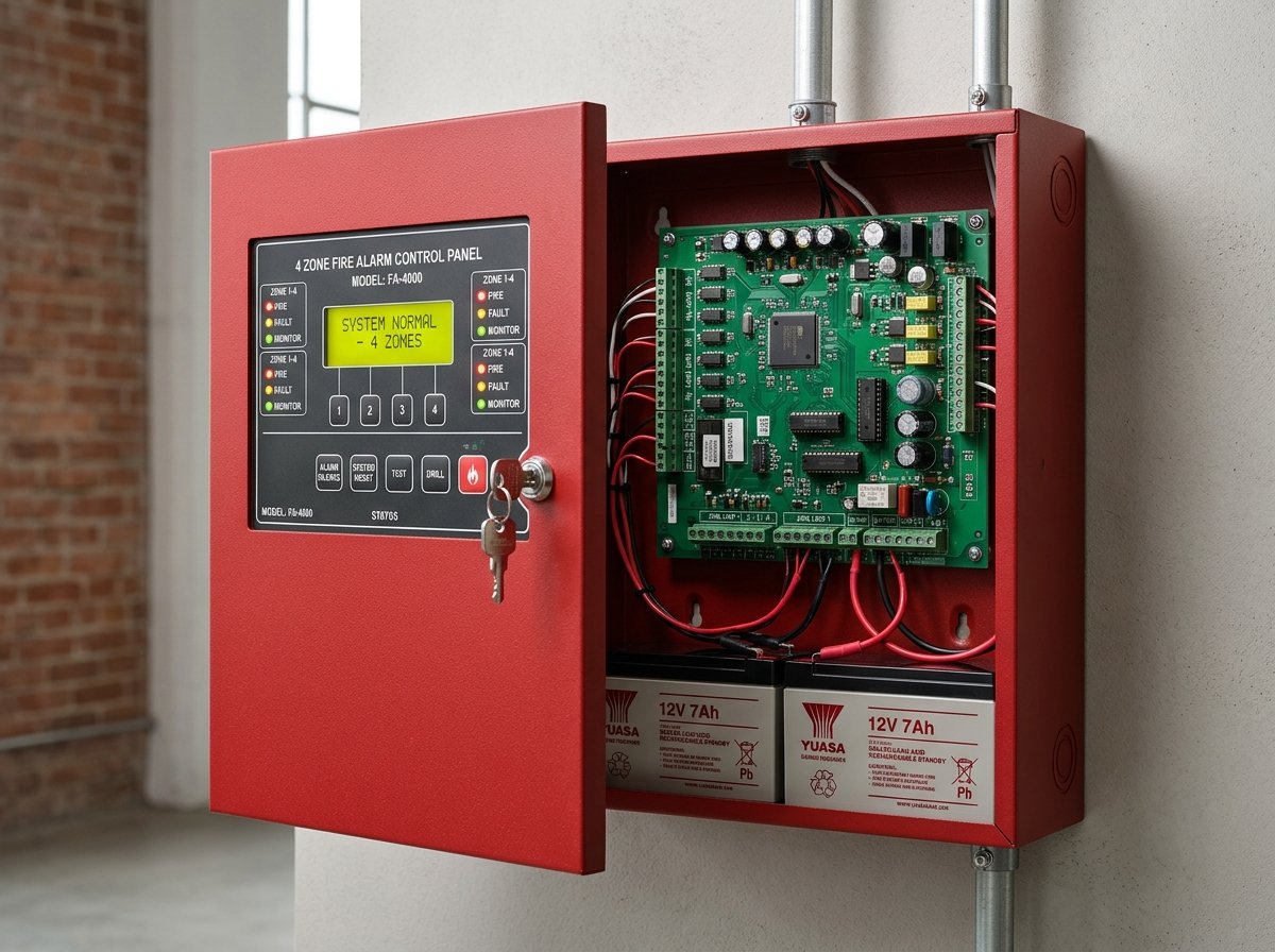 Fire Alarm Control Panel and Optical Smoke Detectors